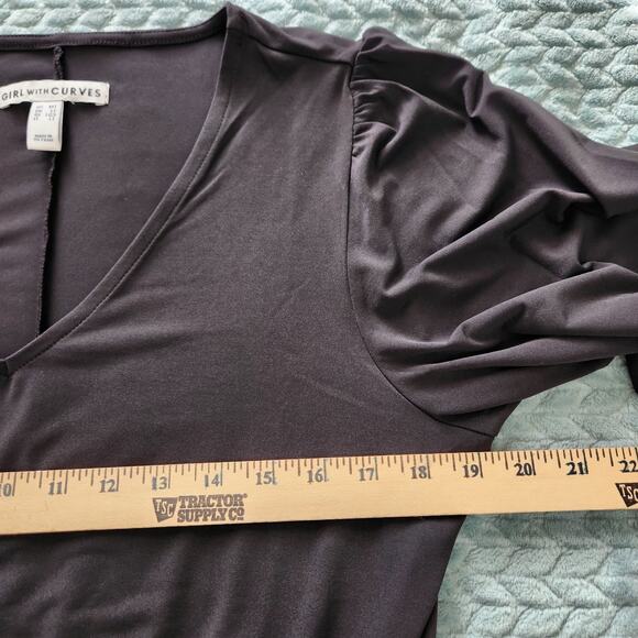 Girl With Curves Knit Midi Dress with Flutter Sleeve Black Tall Medium Pockets - Picture 6 of 12